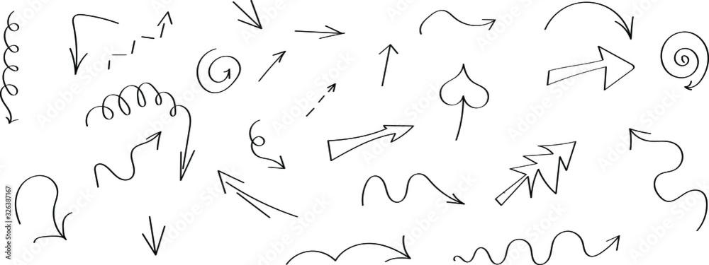 Doodle set drawing objects. Hand drawn abstract grunge arrows, vector abstract arrows for design use. Doodle set drawing objects. Hand drawn abstract grunge arrows, vector abstract arrows for design use.