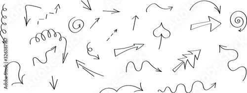 Doodle set drawing objects. Hand drawn abstract grunge arrows  vector abstract arrows for design use.