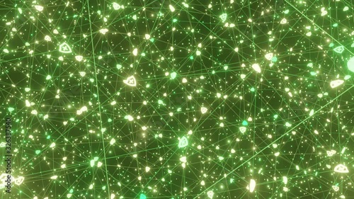 Abstract line lighting frame structure pattern wireframe polygon futuristic particle Shield icon 3D rendering, Firewall digital technology on black background animation 4K, copy space