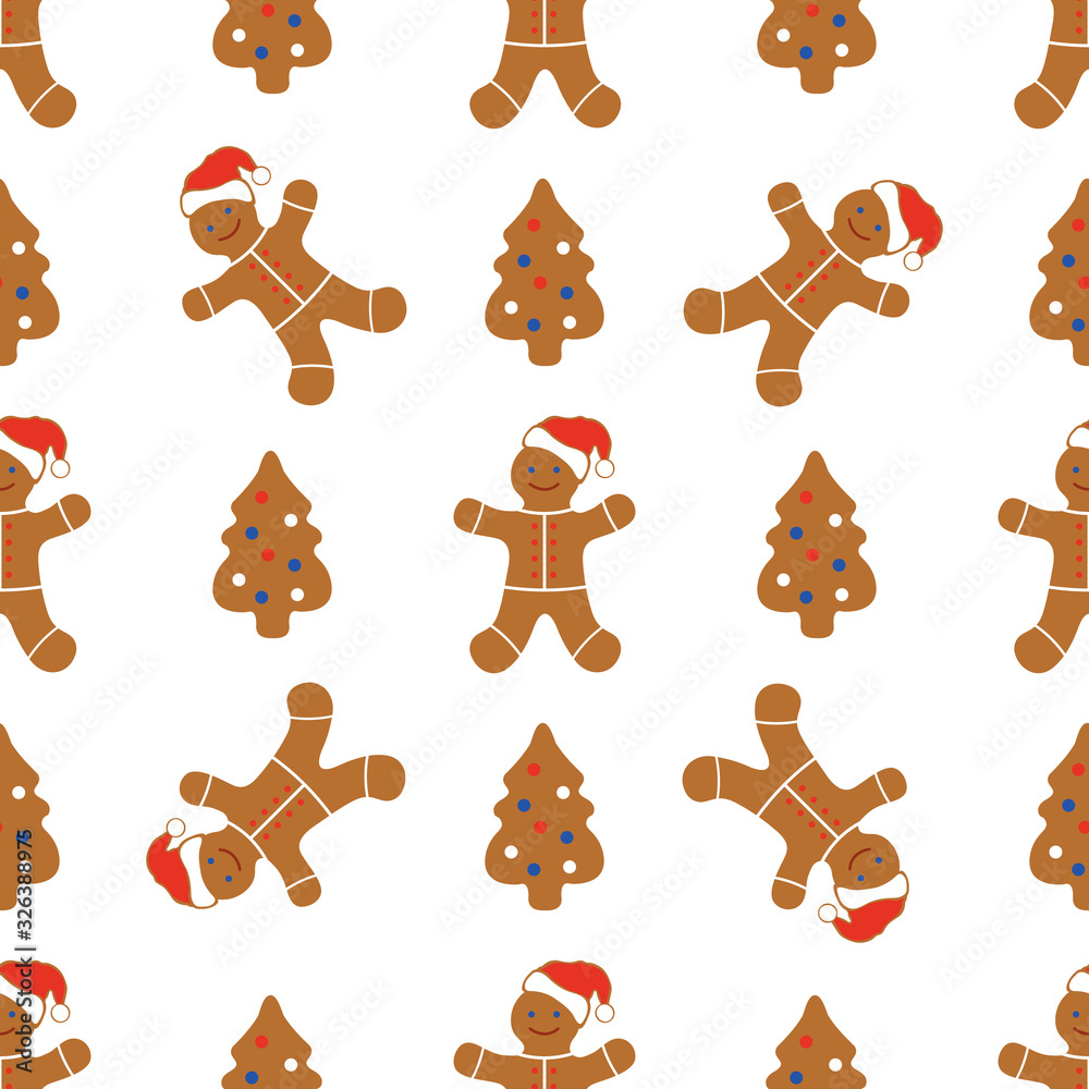 Obraz premium Christmas, New Year 2020 pattern Gingerbread man