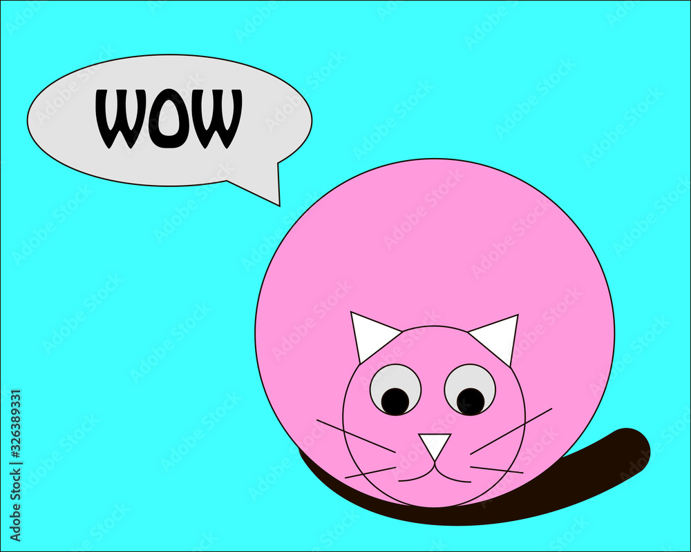 A series of spherical animals. Spherical pink cat on a blue background. A series of spherical animals. Spherical pink cat on a blue background.