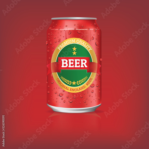Realistic aluminum can. Vector beer design template