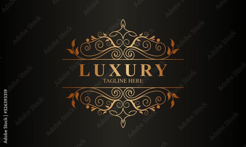 Ornamental luxury golden logo design vector illustration - obrazy, fototapety, plakaty 