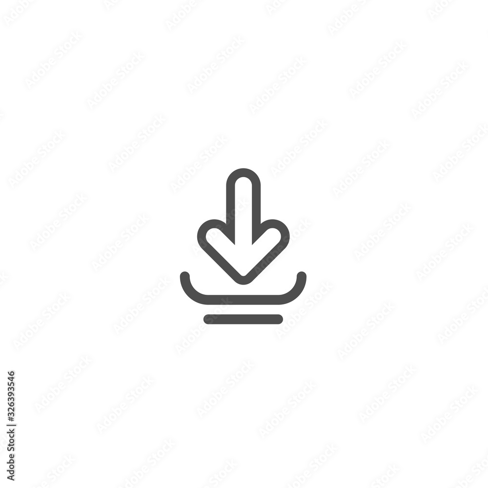 Fototapeta premium black rounded line arrow down icon. flat download sign