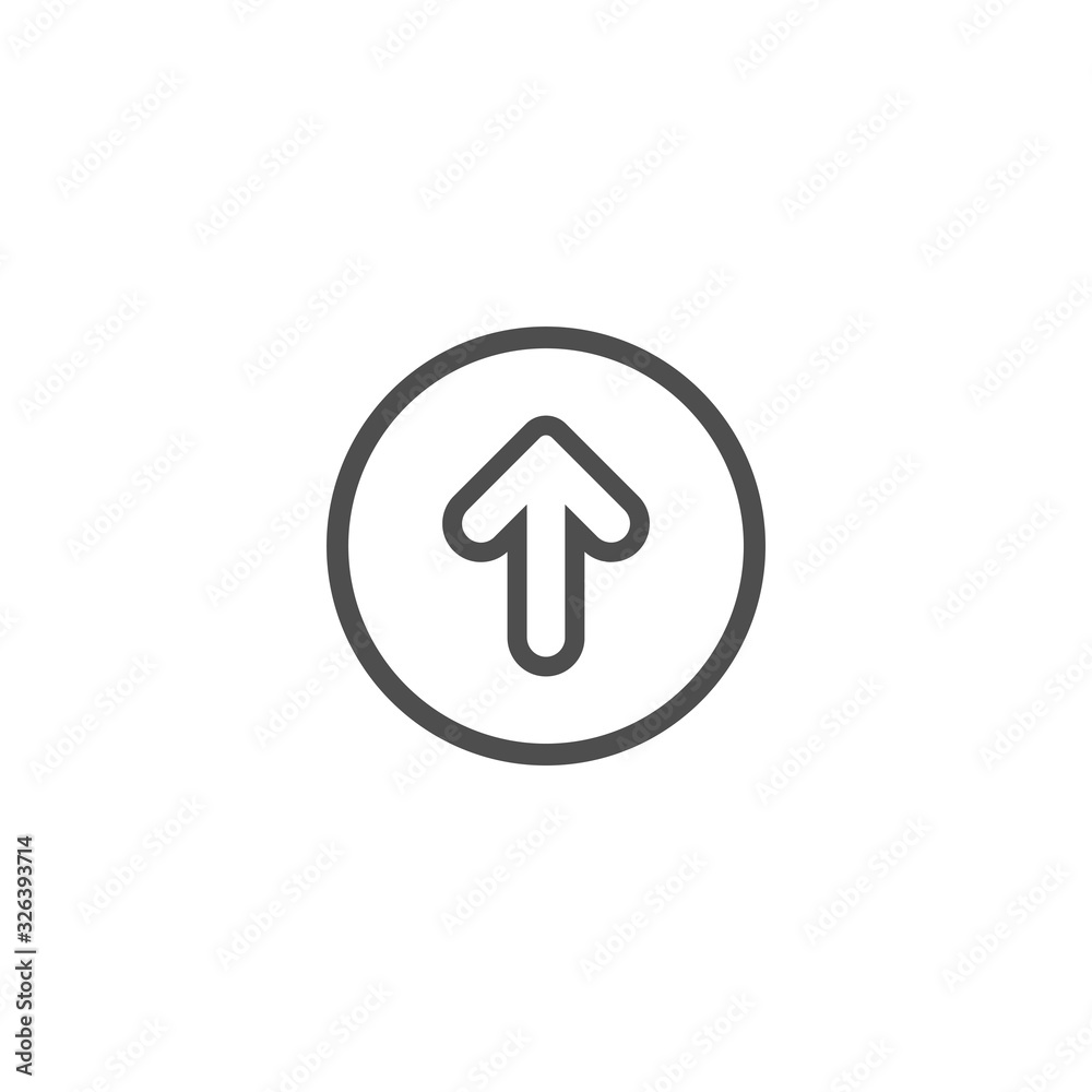 black line rounded arrow up in circle icon. Isolated on white. black line rounded arrow up in circle icon. Isolated on white.