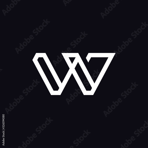 Initial letter W or VV logo template with straight line art symbol in flat design monogram illustration photo