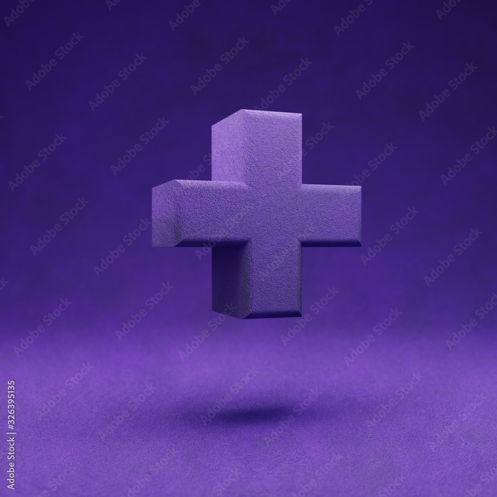 Obraz premium Violet velvet plus symbol. Indigo color font character.
