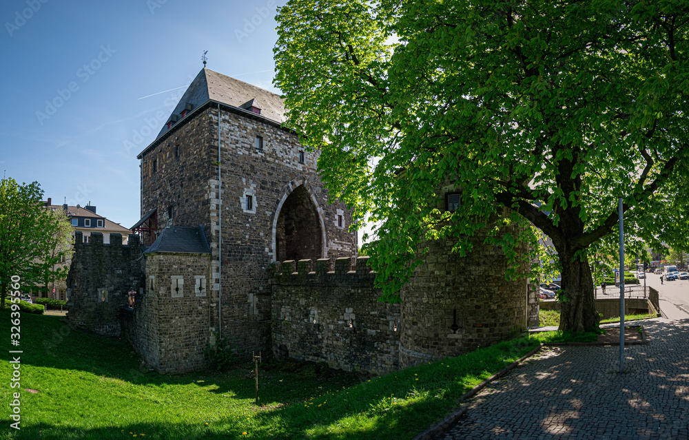 Ancient Gate in Aachen Germany, view from the east side