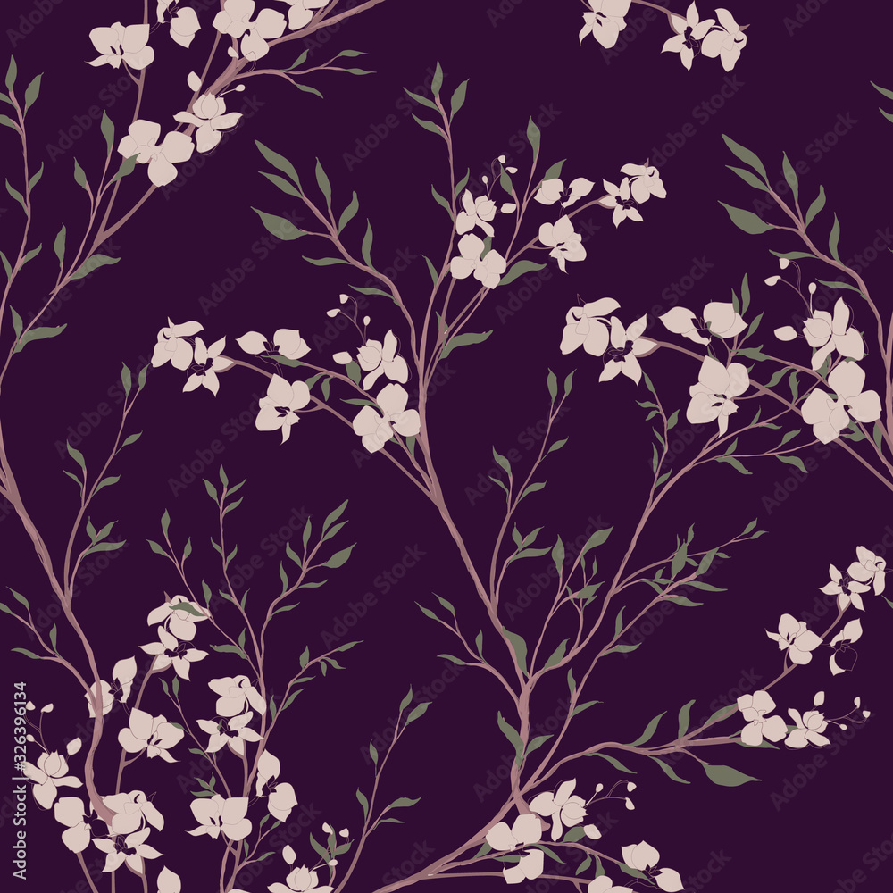 Fototapeta Beautiful seamless floral pattern background.