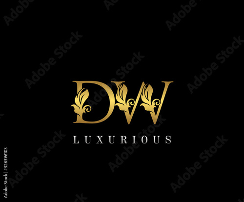 Premium letters D,W and DW logo icon vector design. Luxury decorative logotype. Print monogram initials stamp.