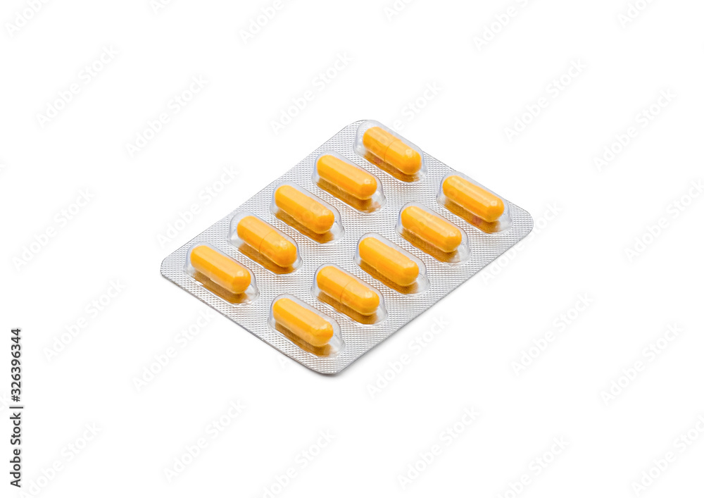 Close up on tablets and capasule pills in blister packaging arranged on white background, Pharmaceutical industry medical and healthcare concept. Pharmacy drugstore, clipping path. Close up on tablets and capasule pills in blister packaging arranged on white background, Pharmaceutical industry medical and healthcare concept. Pharmacy drugstore, clipping path.