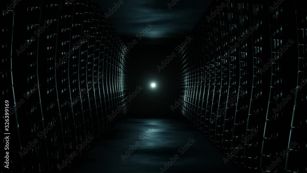 Scifi interdimensional portal or time travel. Outer space near death experience. Space ship corridor or space ship interior. 3d rendered tunnel seamless loop background.