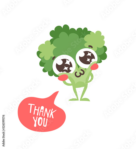 Cartoon drawing veggie emoji. Hand drawn emotional meal.Actual Vector illustration abroccoli. Creative ink art work food and word
