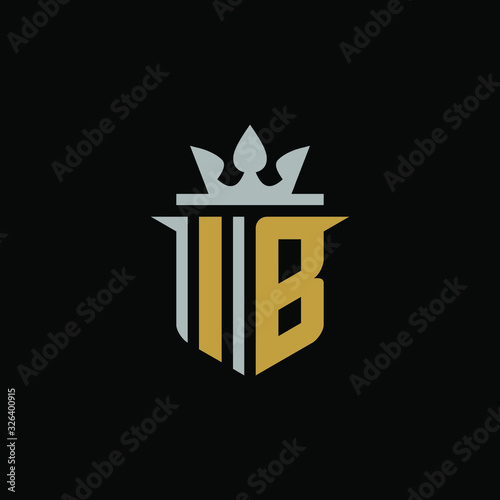 	 Initial Letter IB with Shield King Logo Design	 photo