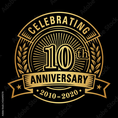 10 years of celebrations design template. 10th logo. Vector and illustrations.