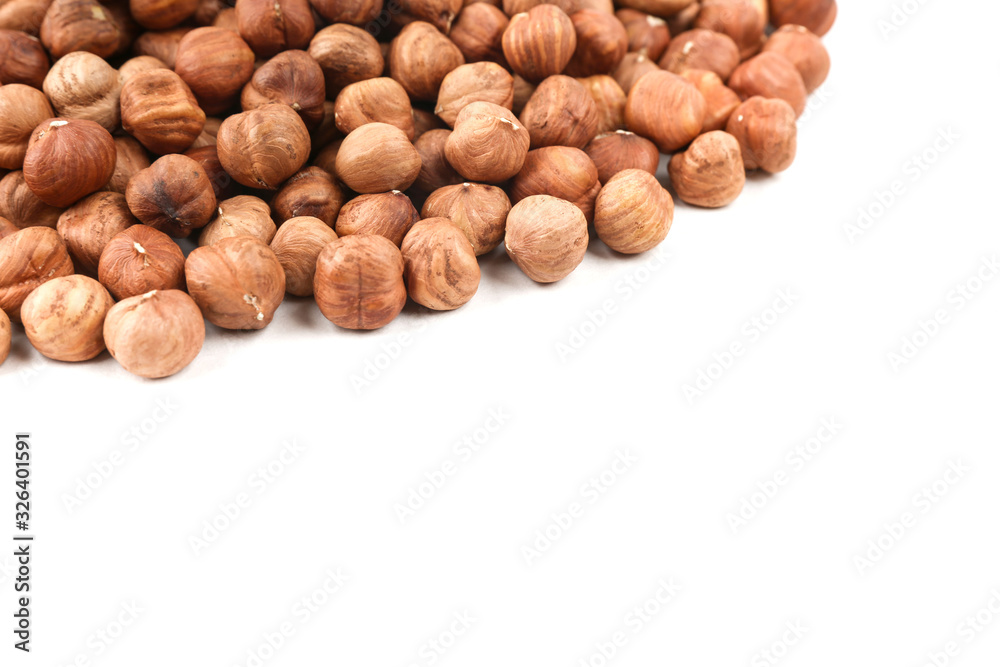 hazelnuts isolated on white background with copy space hazelnuts isolated on white background with copy space