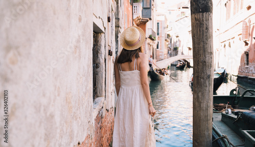 Young woman travel in Venice, Italy, Europe.