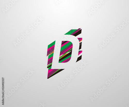 Letter D Logo. Abstract D letter design, made of various geometric shapes in color. © bintank