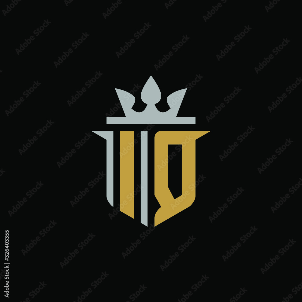 Initial Letter IQwith Shield King Logo Design Initial Letter IQwith Shield King Logo Design