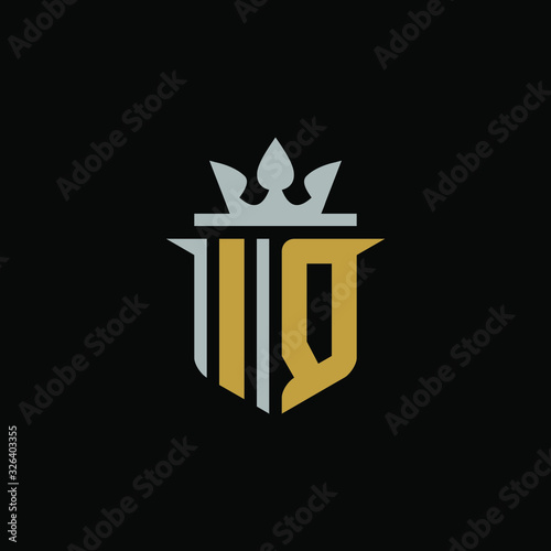 	 Initial Letter IQwith Shield King Logo Design	