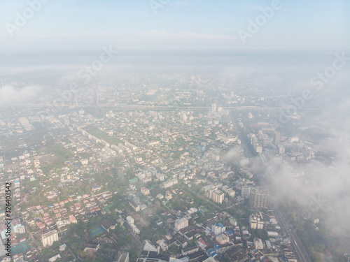 Air pollution remains at hazardous levels PM 2.5 pollutants dust and smoke PM2.5 aerial view