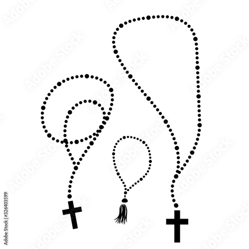 Rosary beads isolated vector clipart set. Prayer jewelry for meditation.