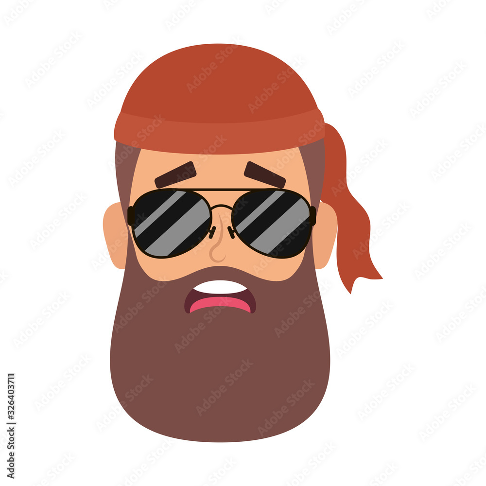 motorcyclist man with beard and sunglasses head