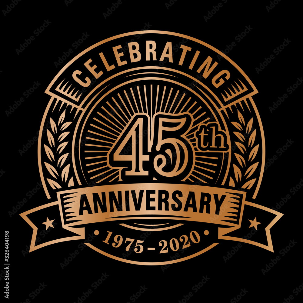 45 years of celebrations design template. 45th logo. Vector and illustrations. 45 years of celebrations design template. 45th logo. Vector and illustrations.