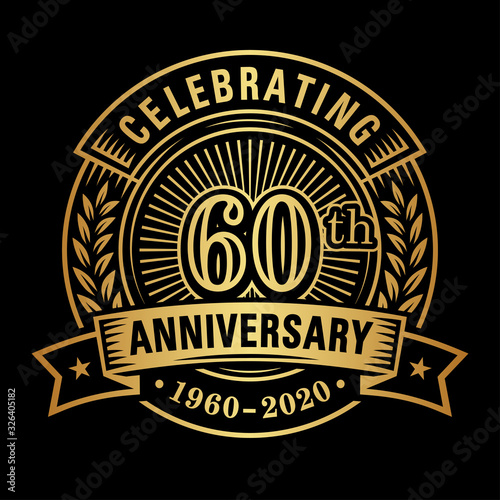 60 years of celebrations design template. 60th logo. Vector and illustrations.