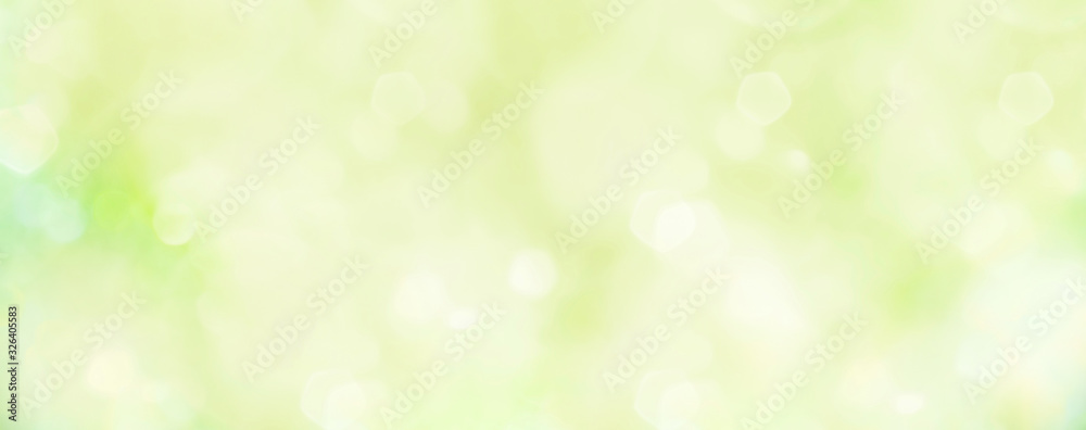Spring background - abstract banner - green blurred bokeh lights  - obrazy, fototapety, plakaty 