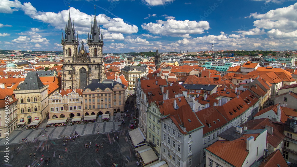 Old Town Square timelapse in Prague, Czech Republic. It is the most well know city square Staromestka nameste .