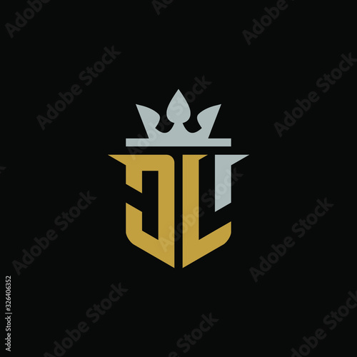   Initial Letter JL with Shield King Logo Design 