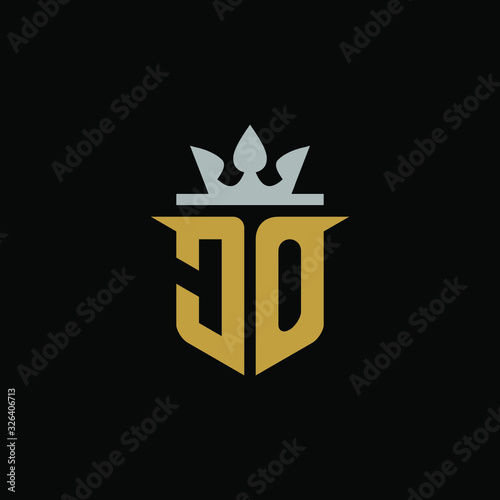   Initial Letter JO with Shield King Logo Design 