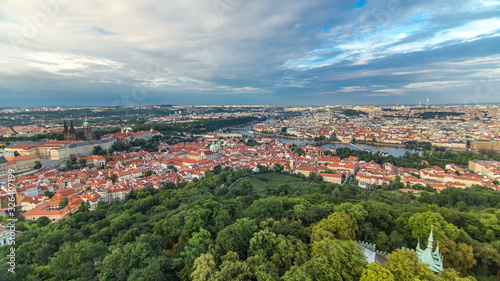 Wonderful timelapse View To The City Of Prague From Petrin Observation Tower In Czech Republic © neiezhmakov