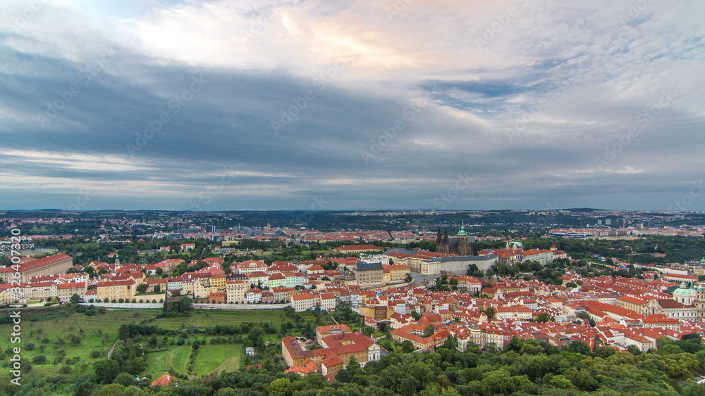 Obraz premium Wonderful timelapse View To The City Of Prague From Petrin Observation Tower In Czech Republic