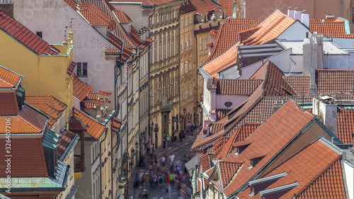 View from the height Powder Tower in Prague timelapse. Historical and cultural monument photo