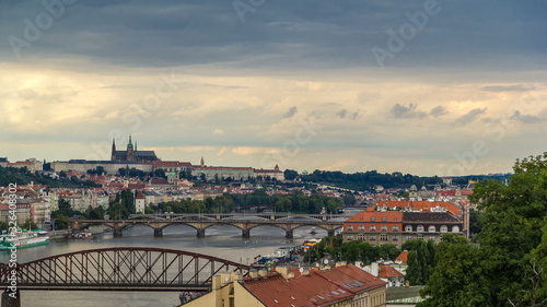 View of Prague timelapse from the observation deck of Visegrad. Prague. Czech Republic. © neiezhmakov