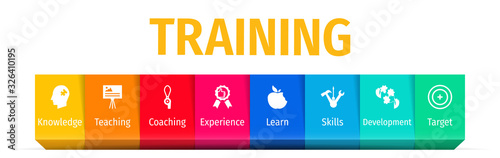 Training Flat Vector Icons. Training Vector Background with Icons.