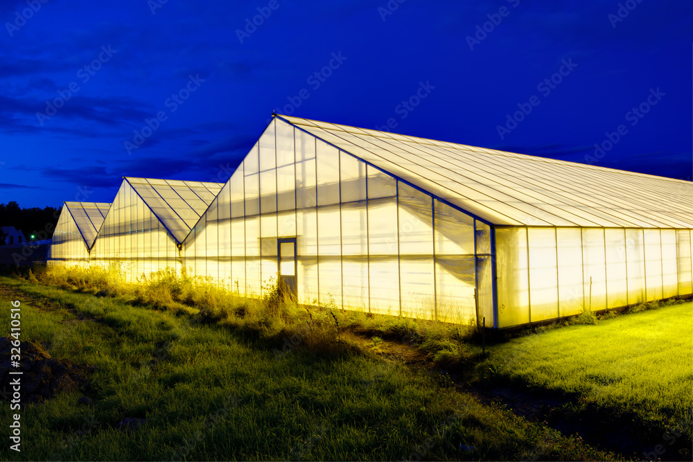 An industrial polythene greenhouse exterior, Sweden An industrial polythene greenhouse exterior, Sweden
