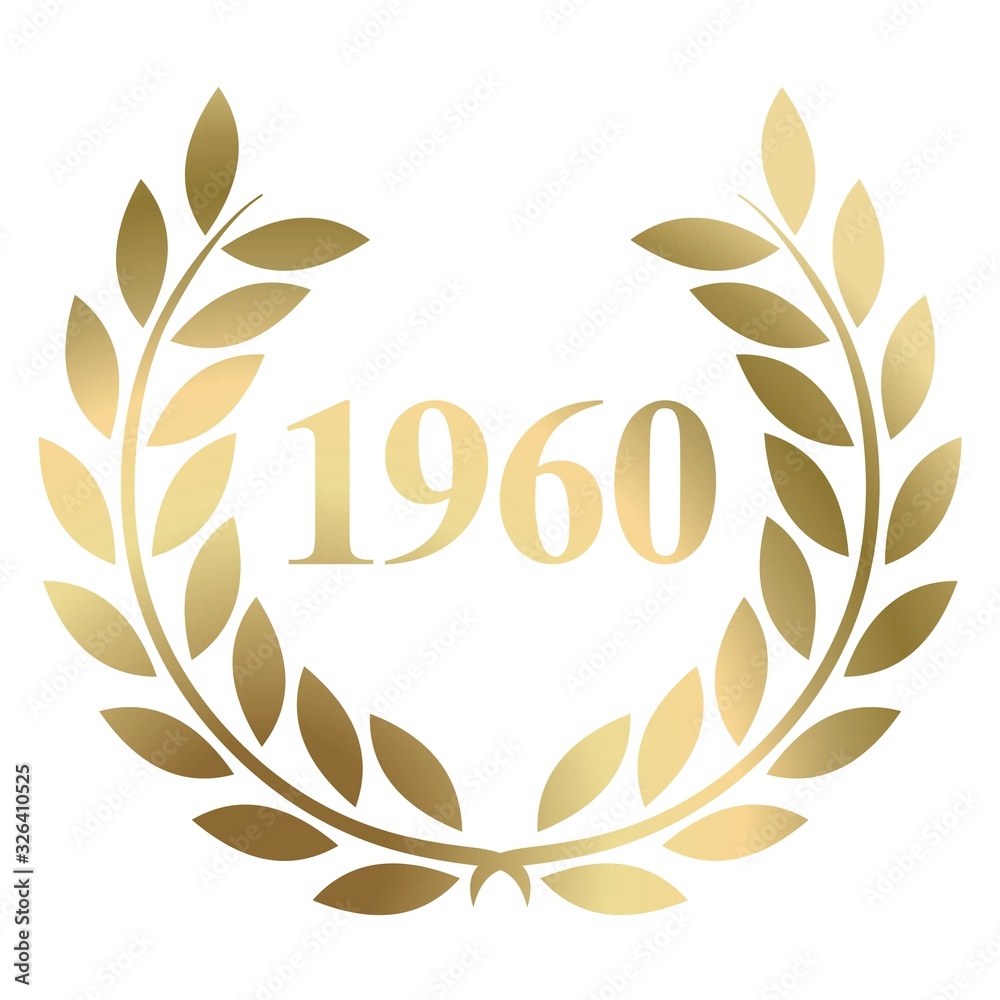Year 1960 gold laurel wreath vector isolated on a white background Year 1960 gold laurel wreath vector isolated on a white background