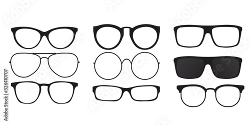 Set Sunglasses vector design template. A set of sunglasses. Idea for designers. Vector graphics