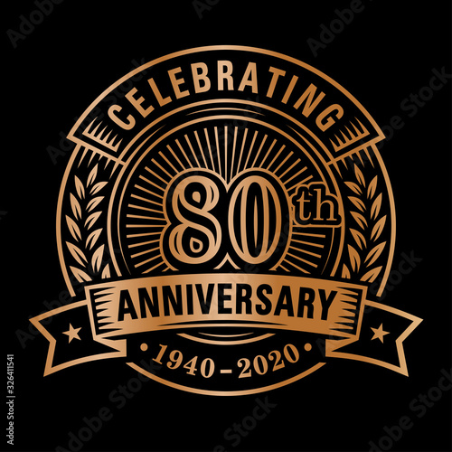 80 years of celebrations design template. 80th logo. Vector and illustrations.