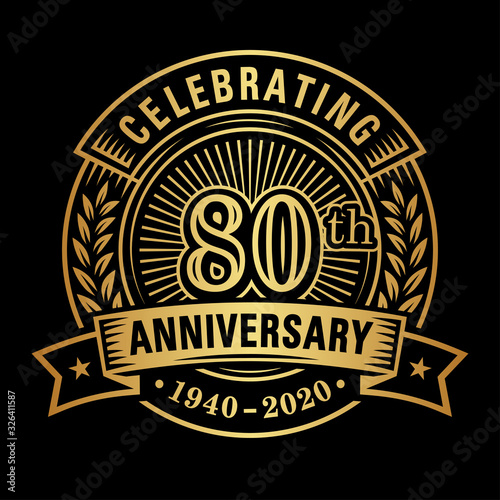 80 years of celebrations design template. 80th logo. Vector and illustrations.