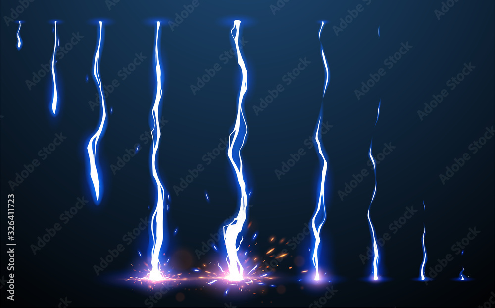 Lightning animation set with sparks