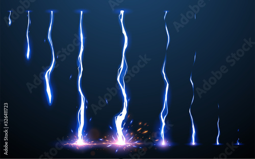 Fotografia Lightning animation set with sparks