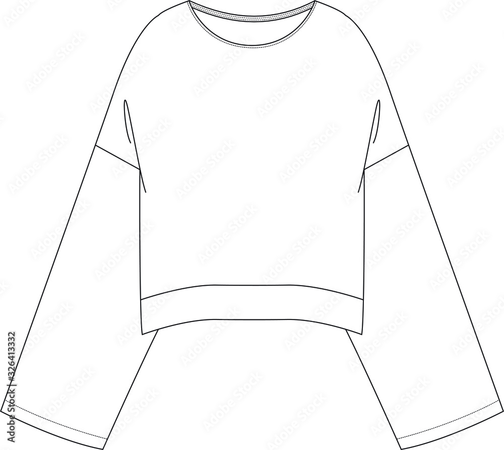 Sweatshirt design Fashion Flat Sketch, apparel template, vector Sweatshirt design Fashion Flat Sketch, apparel template, vector