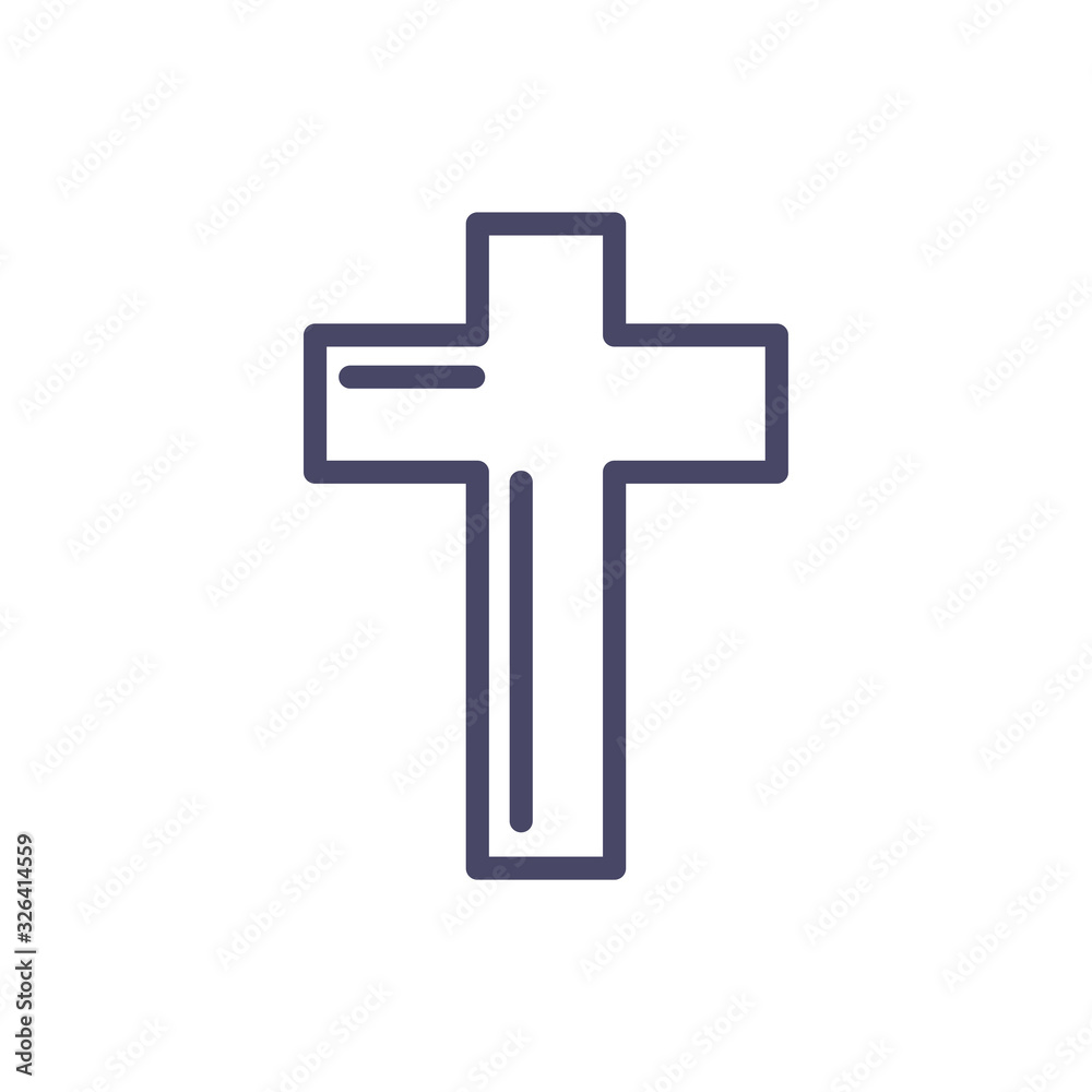 catholic cross icon, line style icon
