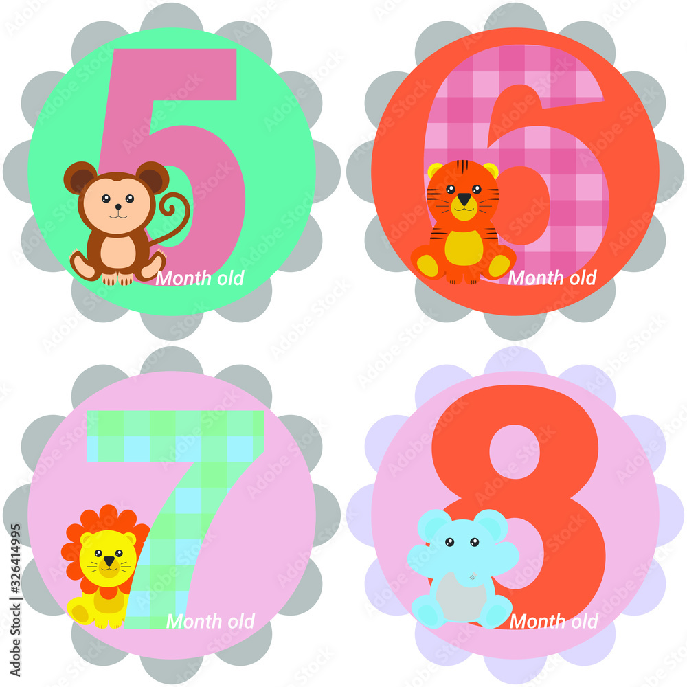 Monthly stickers. Stickers for the baby's month. Milestone baby months stickers K Monthly stickers. Stickers for the baby's month. Milestone baby months stickers K
