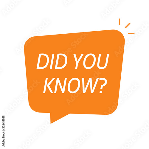 Did you know info message help bubble speech or question advice element isolated vector flat cartoon illustration, comic balloon with information or info text symbol for tutorial design orange image
