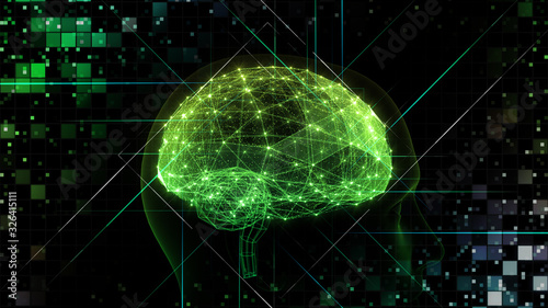 AI artificial intelligence digital network computer technology 3D illustration.